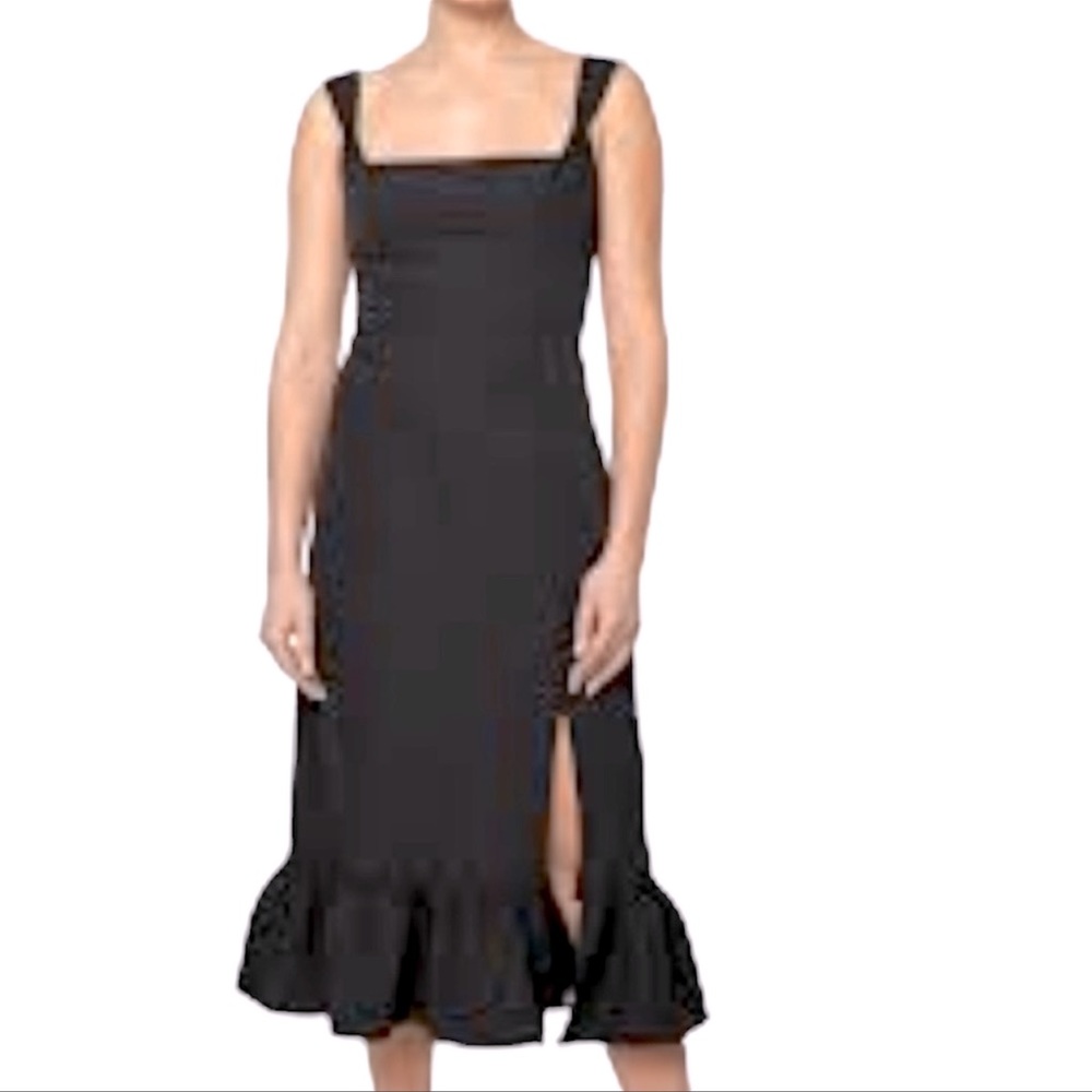 Laundry by Shelli Segal Women’s Ruffled Hem Sleeveless Square Neck Midi …